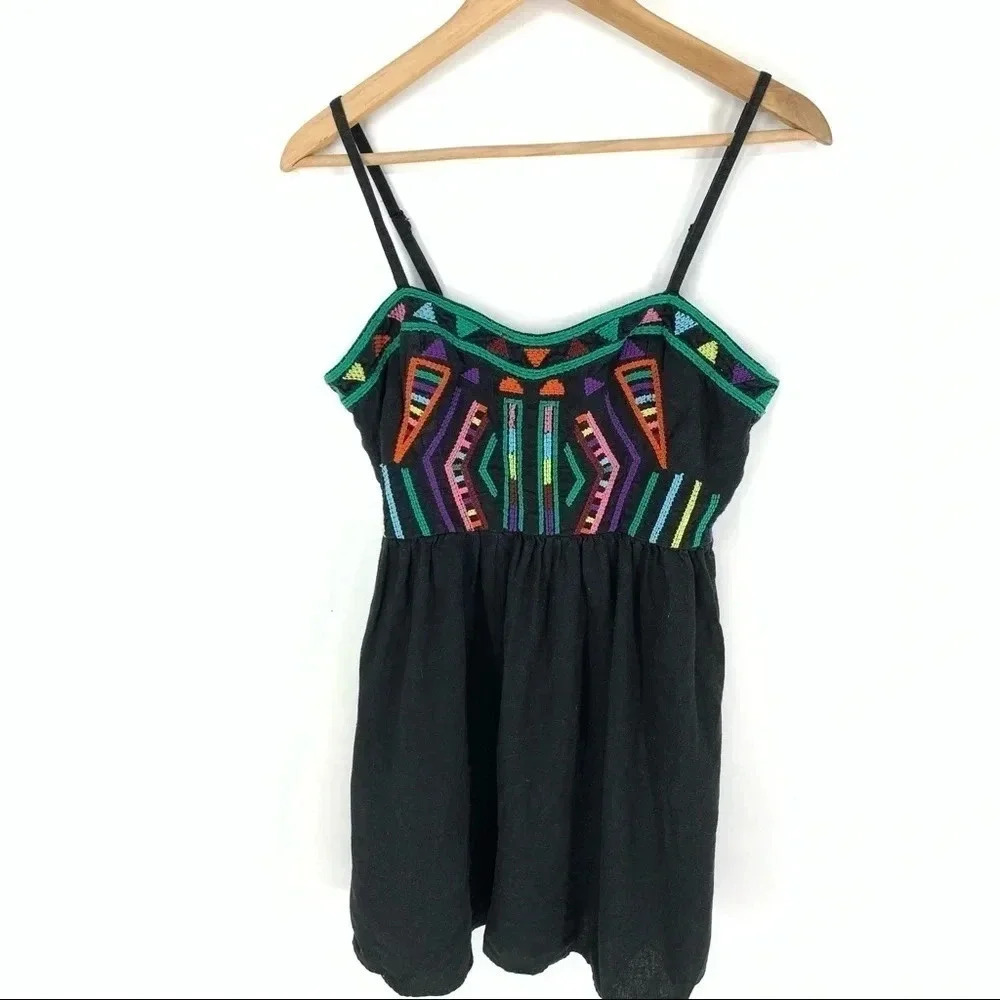 Staring at Stars Embroidered linen mini dress urban outfitters